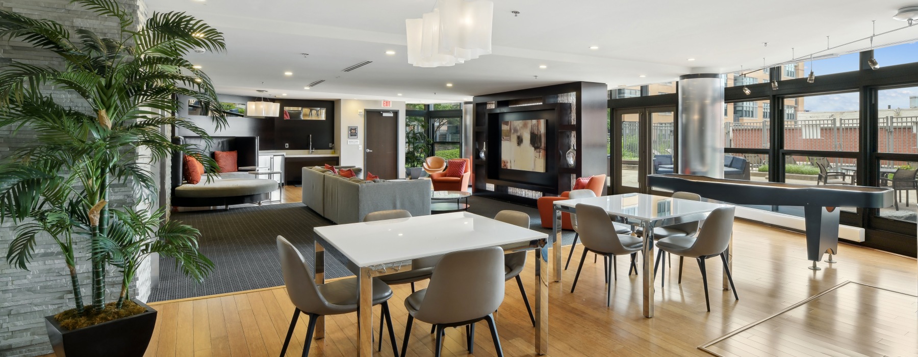 Resident clubroom with lounge area at Jasper Columbia Pike
